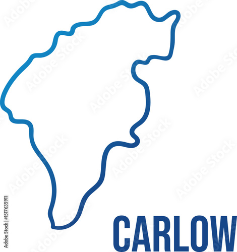 Carlow county abstract simplified map. Blue gradient smooth vector shape. Leinster province of Ireland