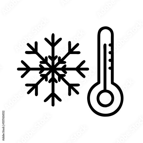 Snowflake and thermometer icon representing cold weather conditions  