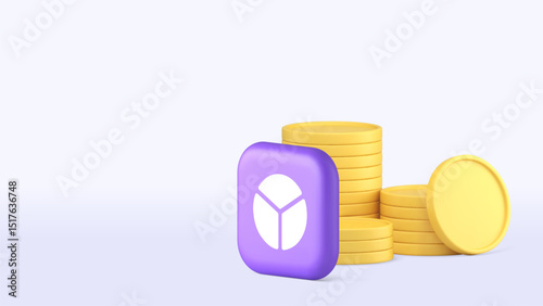 Money golden coin finance accounting budget analyzing copy space banner template. Banking financial analysis statistic earnings expenses wealth profit investment savings chart graph