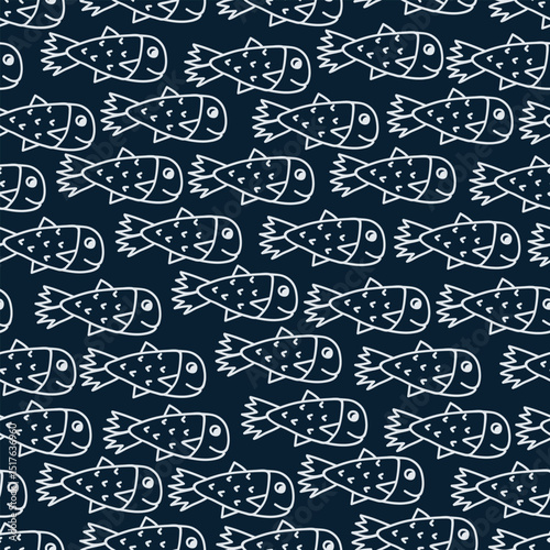 Seamless pattern with shoals of fish. Print for textile, covers, surface. For fashion fabric. Sea life pattern