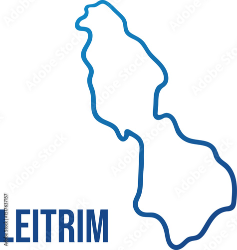 Leitrim county smooth map, Connacht  province of Ireland. Abstract simplified vector map