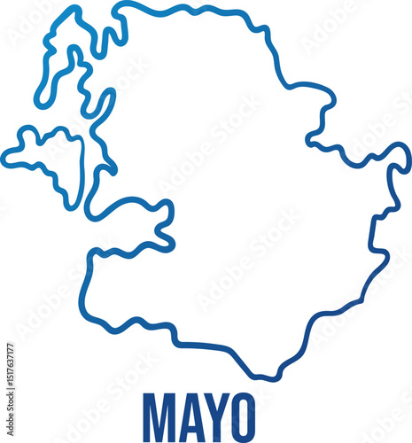 Mayo county smooth map, Connacht  province of Ireland. Simplified shape.