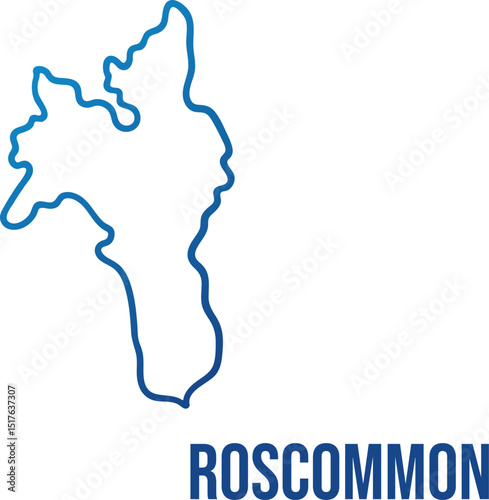 Roscommon county smooth abstract map, Connacht  province of Ireland