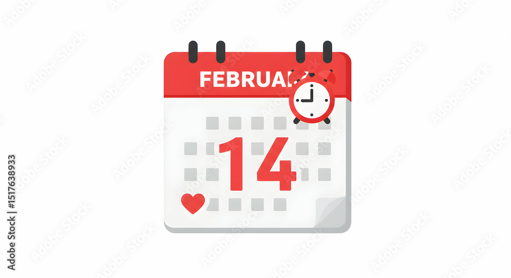Valentine's Day with calendar and alarm Valentine's Day with calendar and alarm