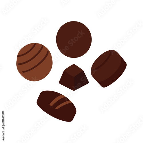 Dark chocolate bonbons in elegant forms Vector illustration