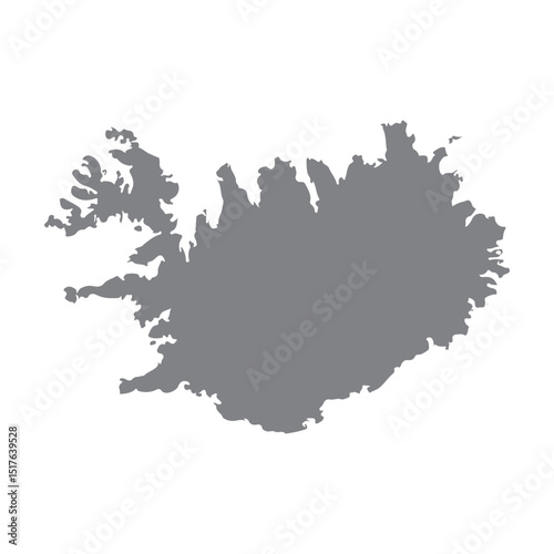 silhouette of Iceland map on white background vector.	