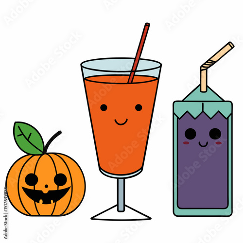 set of different drinks