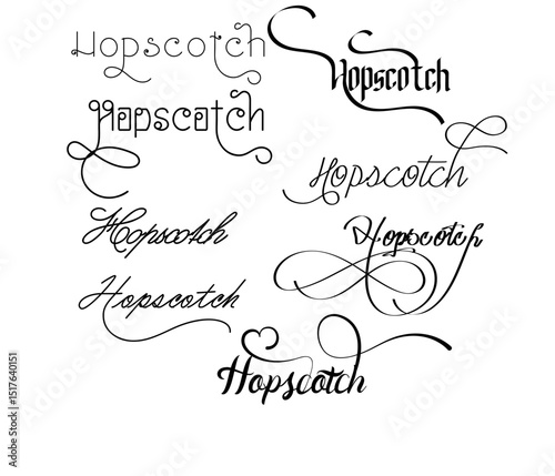 Hopscotch Sports Logo – Playful Calligraphy Alphabet Monogram Vector Emblem