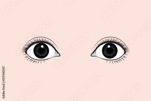Vector illustration of a pair of human eyes with black eyeballs