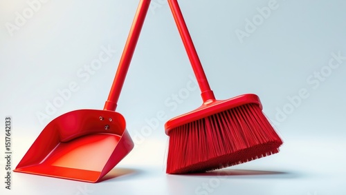 Woman cleaning up shattered crockery with a dustpan in a house, holiday background