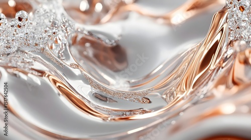 Dynamic 3D Render of Liquid Silver and Copper in Motion – Generative AI Metallic Fluid Art