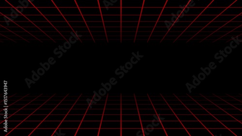 Red grid lines 3d perspective loop animation retro background