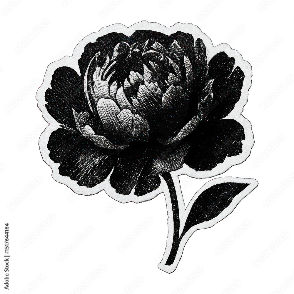 Fototapeta premium PNG Vintage floral black illustration