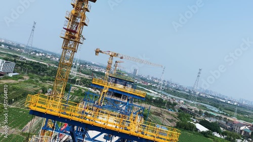 Aerial View of Under Construction Elevated Highways in China: Infrastructure Expansion and Engineering Marvels
