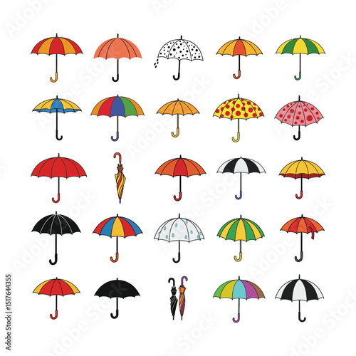 Colorful Umbrella Clipart Bundle .