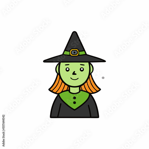 halloween witch with a broom