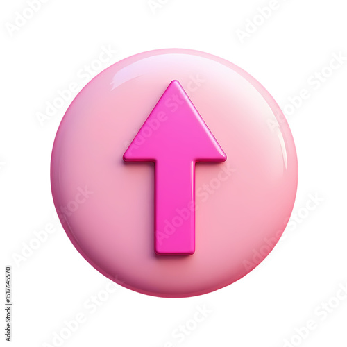 Free Download A pink glossy button with an upward pointing arrow in the center illustration isolated on transparent background - GFXLoad