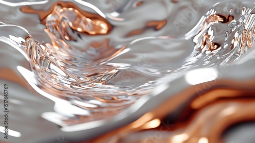 Dynamic 3D Render of Liquid Silver and Copper in Motion – Generative AI Metallic Fluid Art