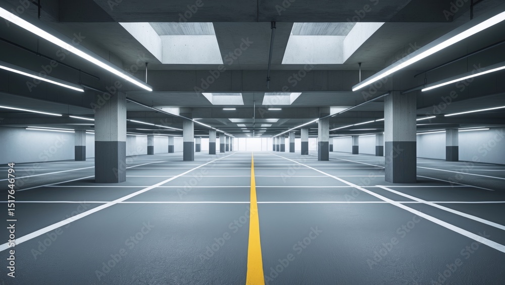 Underground garage background with empty lot and concrete interior