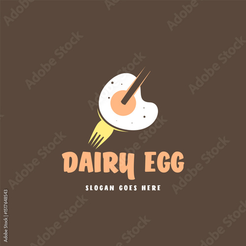 Egg dairy product logo template