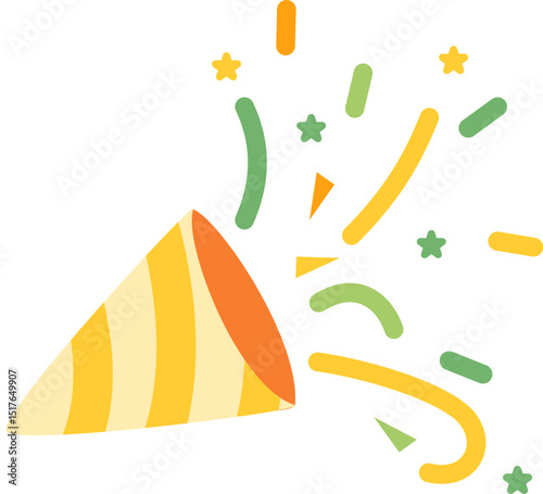 Striped Party Popper with Colorful Confetti