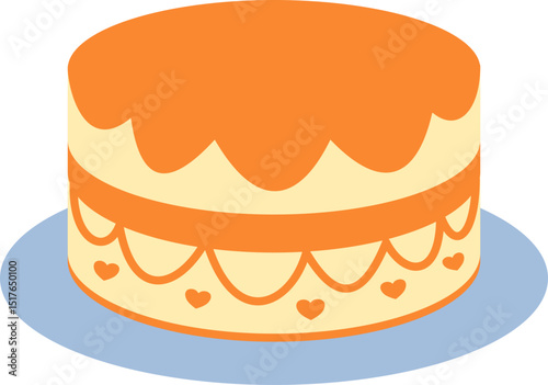 Orange Frosted Cake with Heart Decor
