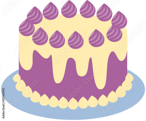 Purple and Yellow Drip Cake with Purple Swirls
