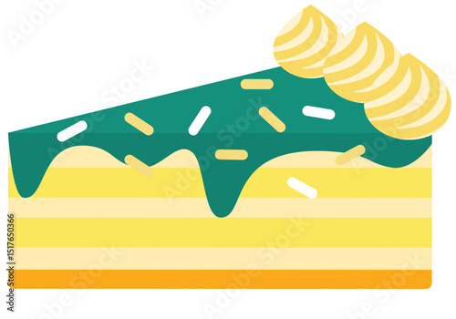 Teal Frosted Cake Slice with Sprinkles