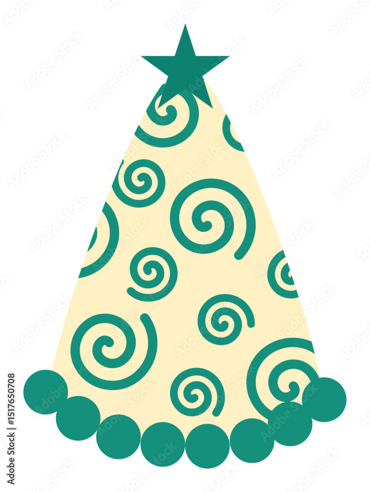 Obraz premium Title: Swirling Teal and Cream Party Hat with Star and Pom-Poms