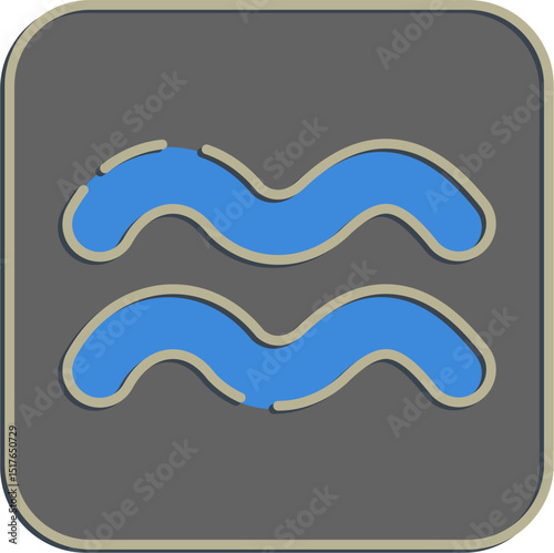 Icon aquarius. Zodiac horoscope elements. Icon in embossed style.