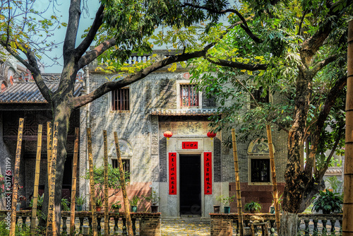 Foshan city, Guangdong, China. Wu Family Courtyard, now the Jiujiang Overseas Chinese Museum in Nanhai district. A rare combination of Chinese Lingnan and Western styles characteristics.