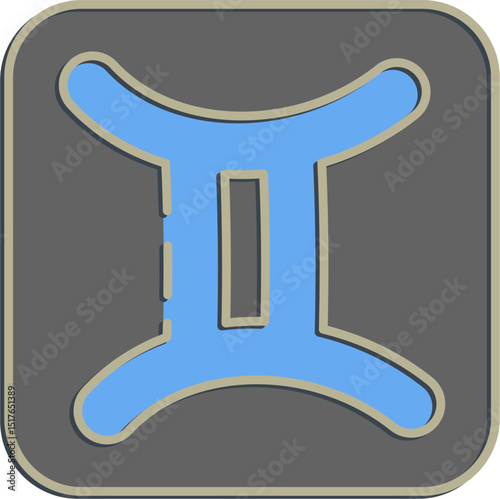 Icon gemini. Zodiac horoscope elements. Icon in embossed style.