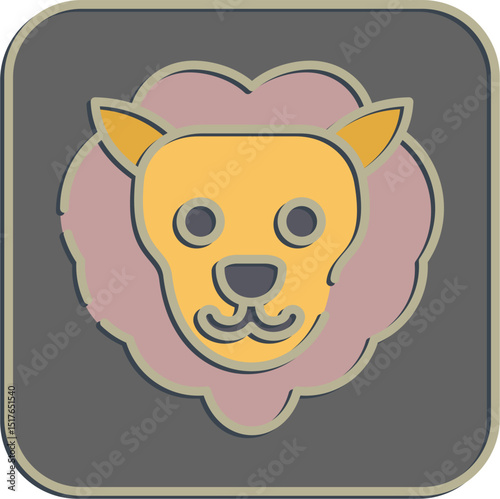 Icon leo the lion. Zodiac horoscope elements. Icon in embossed style.