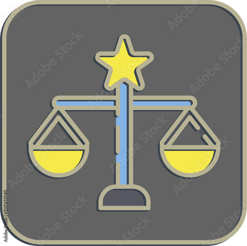 Icon libra the balance. Zodiac horoscope elements. Icon in embossed style.