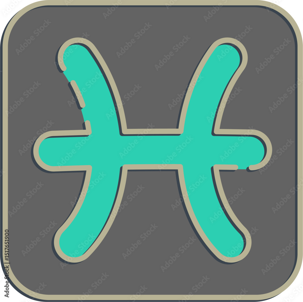 Fototapeta premium Icon pisces. Zodiac horoscope elements. Icon in embossed style.