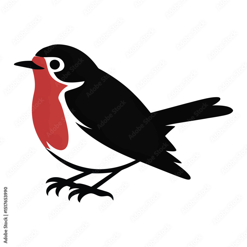 Fototapeta premium Robin with Red Chest Perched