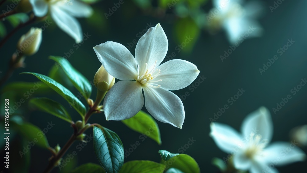 Fototapeta premium Close-up of white jasmine blossoms showcasing their beauty