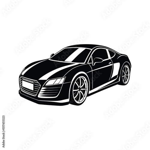 Sleek and modern black and white sports car vector illustration on white background