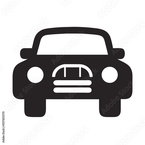Classic Car Front View Silhouette on Black Background for Automotive Design