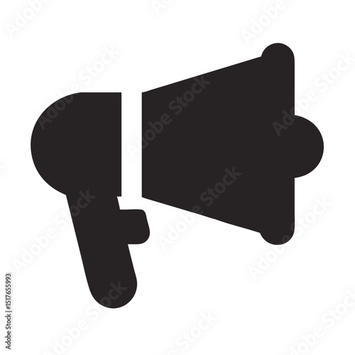 Black and White Megaphone Icon Symbolizing Announcement Communication and Promotion on Black Background
