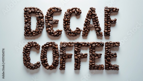 Decaf Coffee Sign with Word and Letter Design on White Background