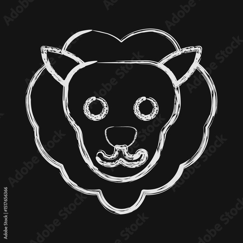 Icon leo the lion. Zodiac horoscope elements. Icon in chalk style.