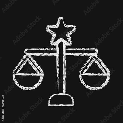 Icon libra the balance. Zodiac horoscope elements. Icon in chalk style.