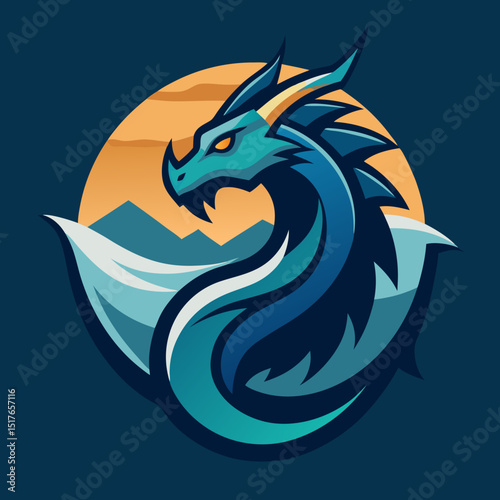 Sea Serpent with Stylized Wave Pattern vector illustration