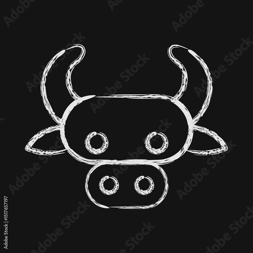 Icon taurus the bull. Zodiac horoscope elements. Icon in chalk style.