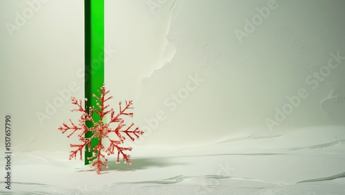 Christmas pattern background featuring suede texture in green and white with felt snowflake design, ideal for scrapbooking and holiday decoration, includes leather and seam details, mock-up template