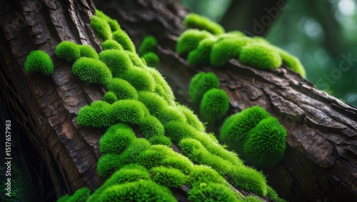 Green moss naturally growing on stones photo