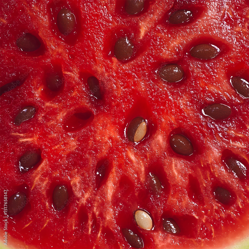 Juicy sliced watermelon in macro view, showing bright red pulp, seeds, and summer freshness. Perfect fruit texture background for seasonal design. Juicy sliced watermelon in macro view, showing bright red pulp, seeds, and summer freshness. Perfect fruit texture background for seasonal design.