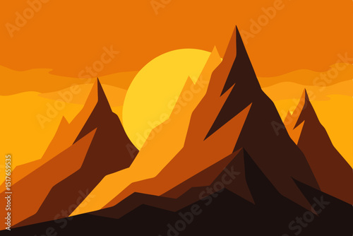 rocky peaks under golden hour lighting background
