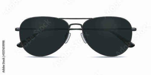 Vector illustration of black aviator sunglasses with metal rim